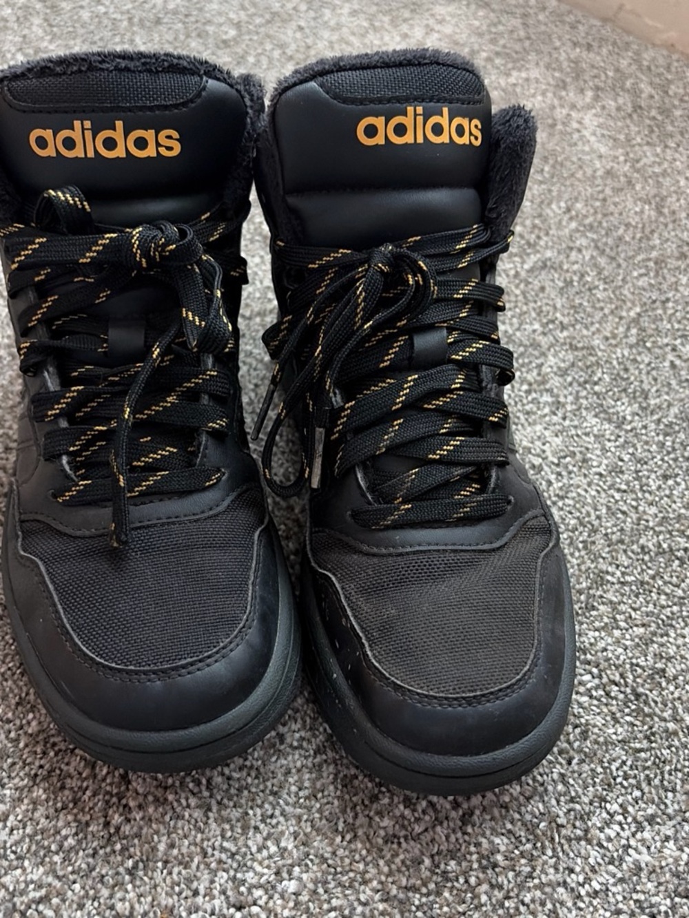 adidas Kids Black High-Top Sneakers with Gold Logo